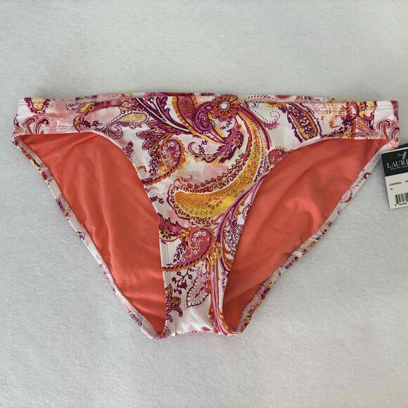 Ralph Lauren Bikini Bottom Womens Orange Paisley Swimwear‎ Size10 - Picture 1 of 5